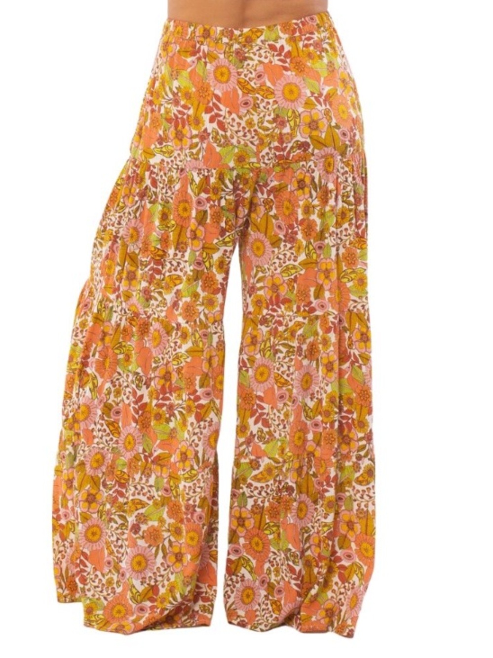 Sisstrevolution Groovy Days boho floral flowy pants L - Picture 2 of 7